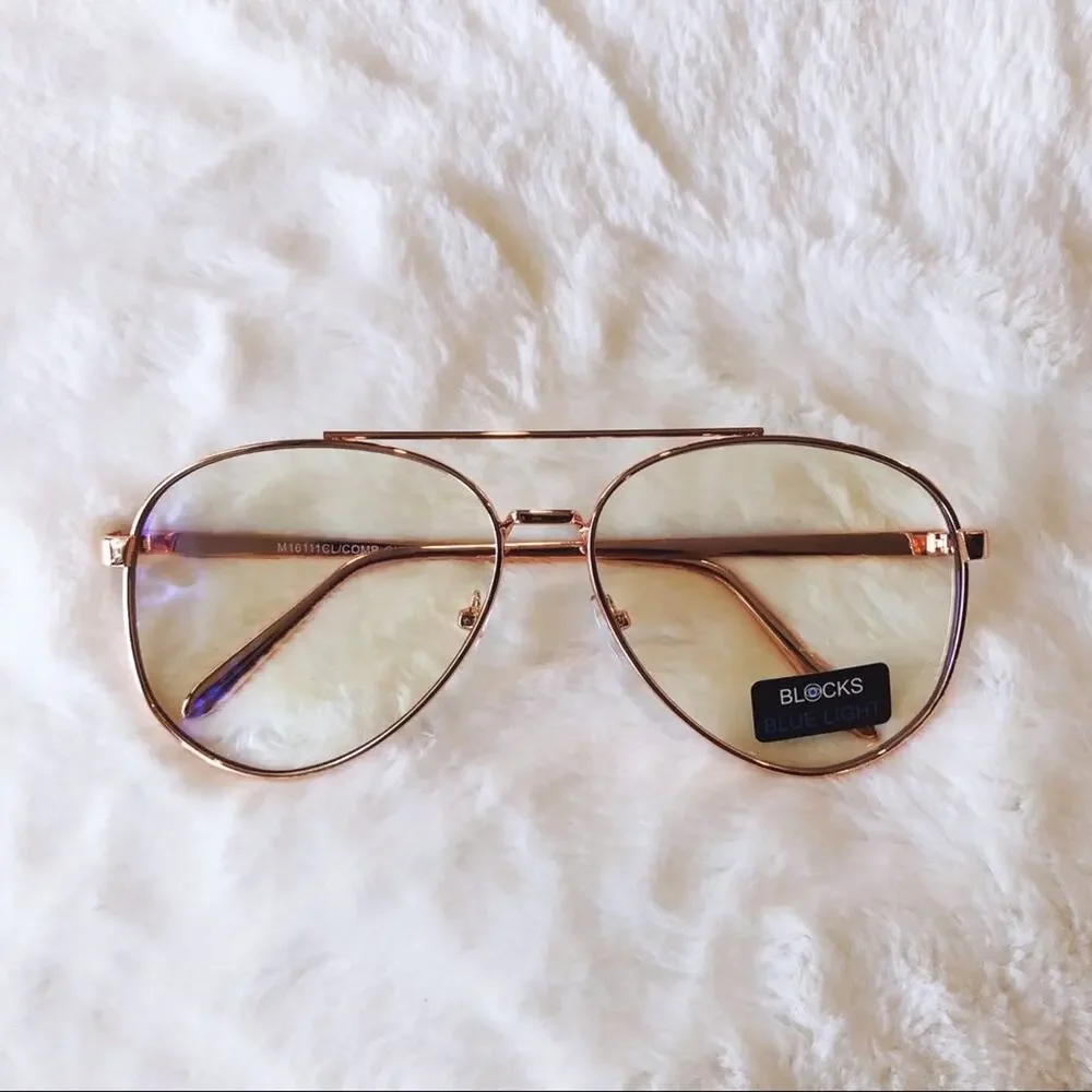 Jane Rose Gold Aviator Computer Blue Light Glasses